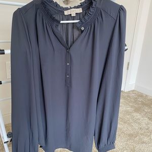 LOFT dusty grey blouse